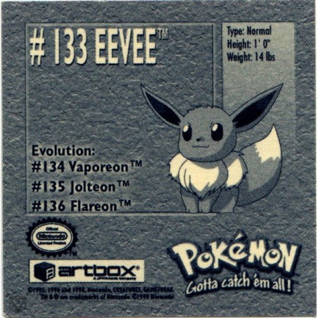 Pokémon Artbox Stickers Series 1 - Sachet de 10 Stickers - Année 1999