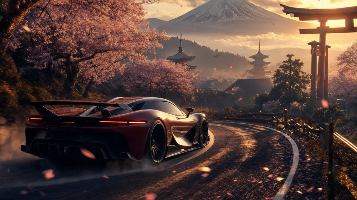 Cerisiers en fleurs intouchables dans Forza Horizon 6, decor japonais printanier