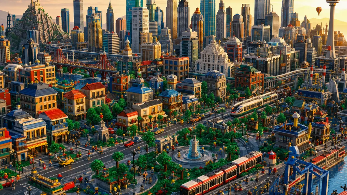 Logo Lego Skylines de Paradox Interactive, jeu de construction urbaine en briques