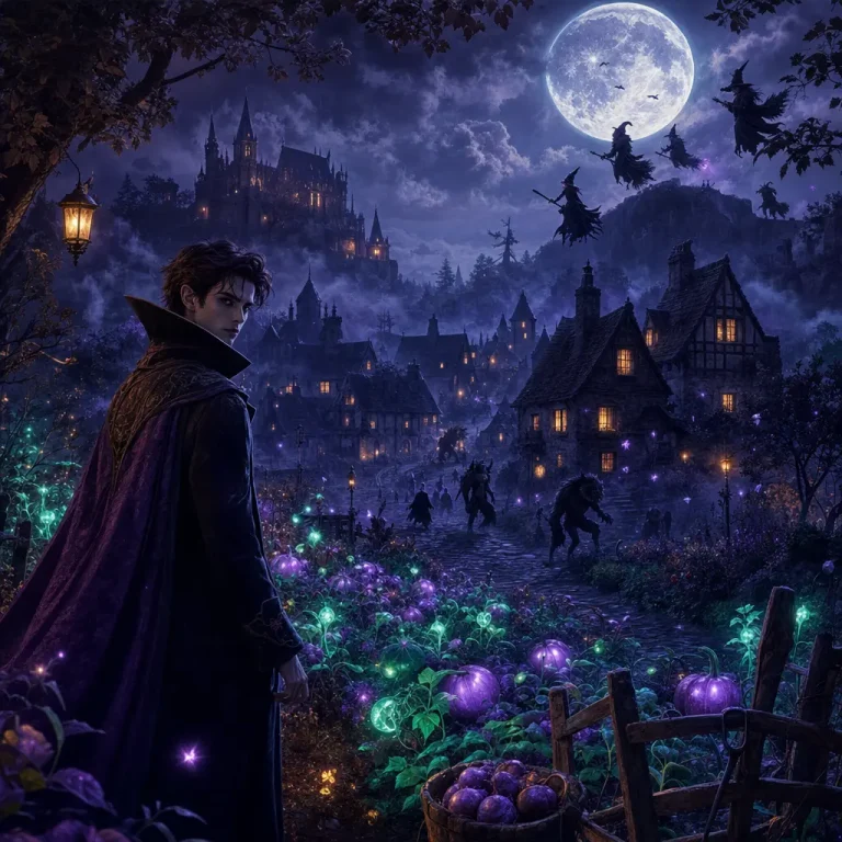 Moonlight Peaks, village nocturne violet peuple de vampires et loups-garous dans un life-sim cozy