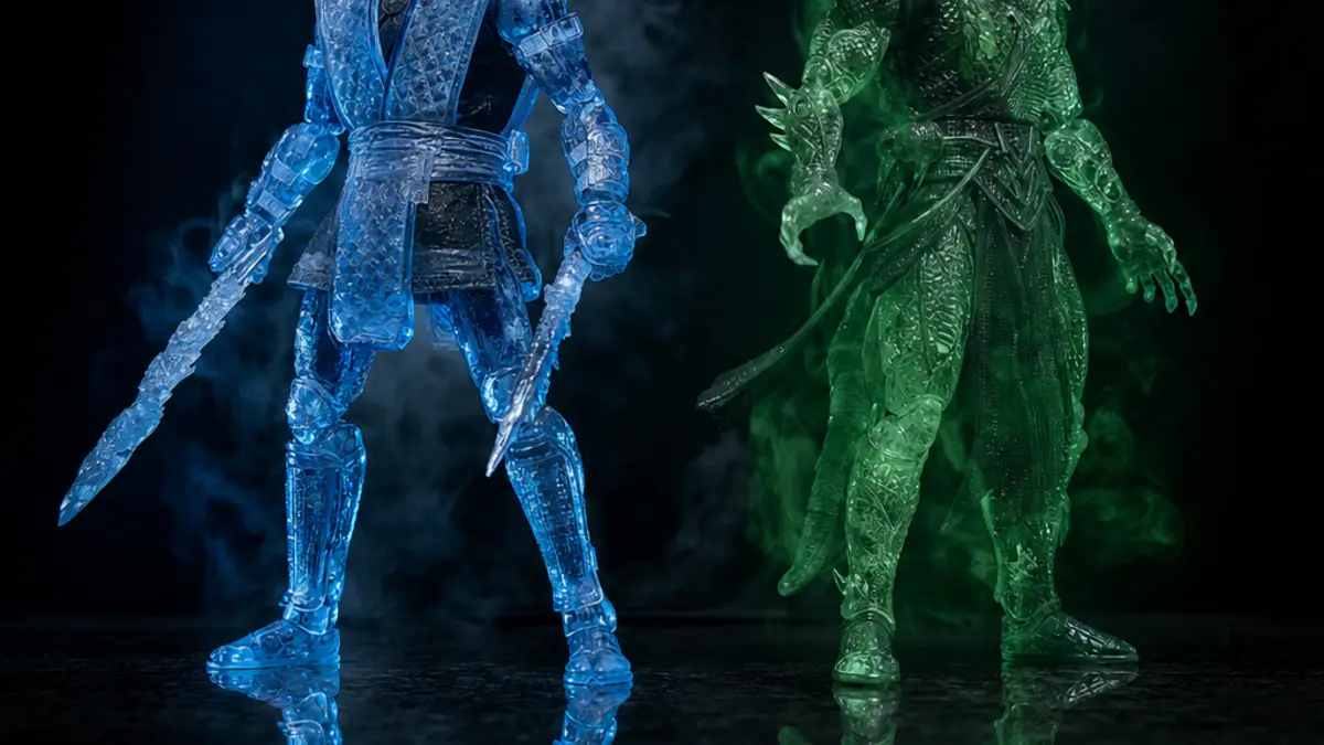 Figurines Mortal Kombat Klassic Sub-Zero et Reptile translucides de McFarlane Toys