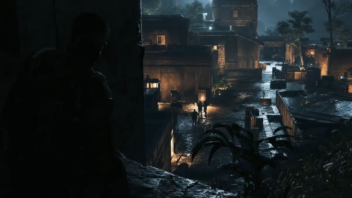 Sam Fisher dans l'ombre dans Splinter Cell, illustration du gameplay d'infiltration