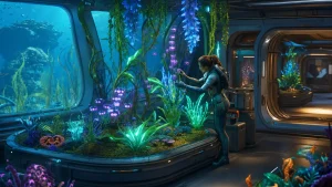 Le Growbed de Subnautica 2 installe sur le toit d'une base alien sous-marine