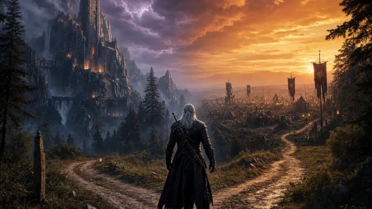 The Witcher 2 Assassins of Kings, Geralt dans un decor medieval fantastique sombre