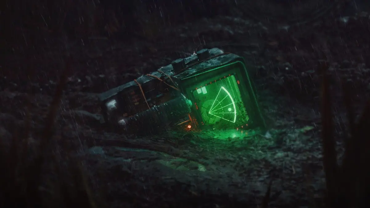 Vue d'artiste de la surface hostile de LV-921 dans Alien: Isolation 2, avec un xenomorphe tapi dans la brume.