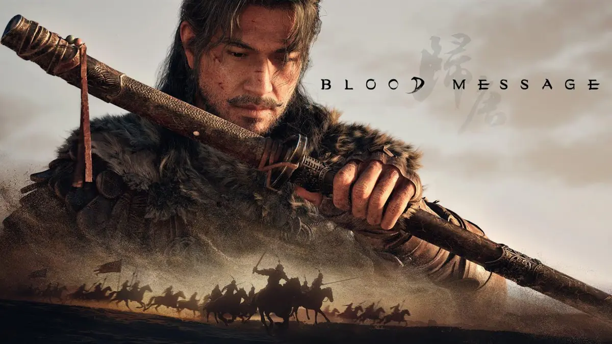 Sequence de gameplay de Blood Message montrant le heros et son fils dans une ville assiegee de la dynastie Tang.