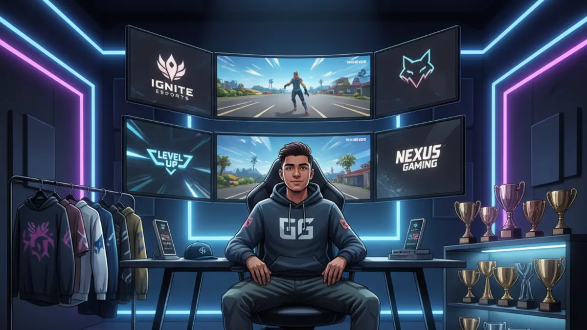 Portrait de Cody 'Clix' Conrod, joueur Fortnite et entrepreneur, arborant sa marque Dr3amin devant un setup gaming.