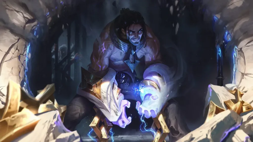 Zaahen, le nouveau champion Darkin de League of Legends, devoile lors de la finale des Worlds 2025.