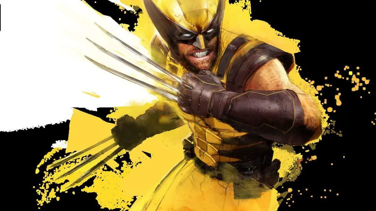 Visuel promotionnel de Marvels Wolverine, mettant en scene le mutant griffu de dos dans un bar, pour le jeu exclusif PS5 d'Insomniac Games.