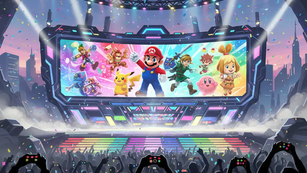 Illustration du Nintendo Direct de juin 2026 avec les logos Switch et Switch 2 pour les annonces de jeux.