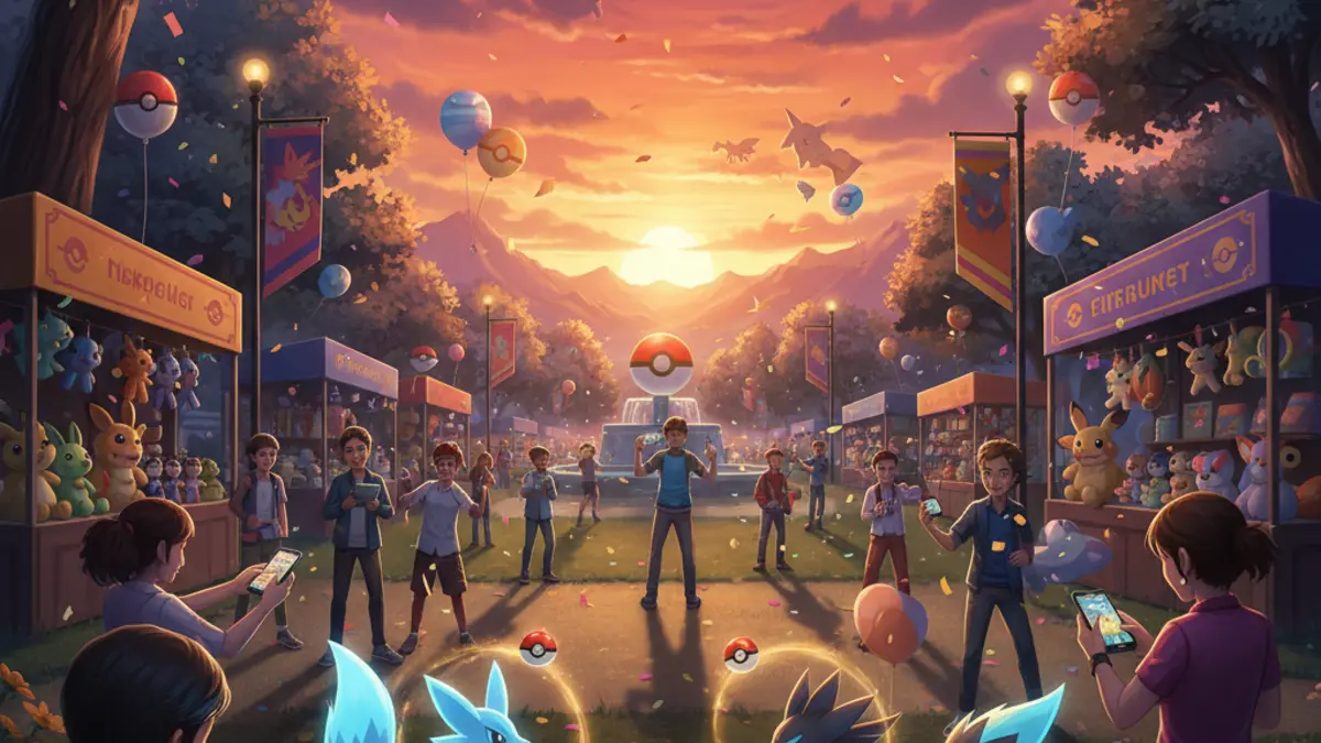 Visuel promotionnel du Community Day d'aout 2026 de Pokemon GO mettant en vedette Nickit et Thievul, avec la date du dimanche 16 aout.
