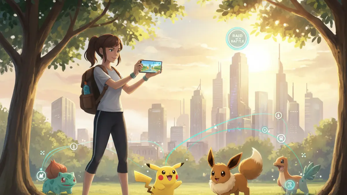 Joueurs de Pokemon GO rassembles lors d'un evenement communautaire en plein air a Spring-Klein, Texas, avec des animations musicales et des raids de Pokemon legendaires.