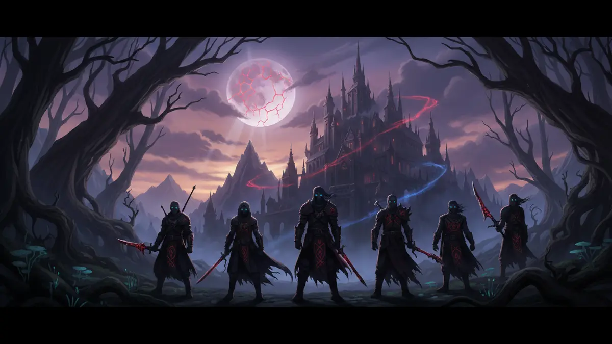 Illustration du jeu The Duskbloods avec le logo de la Switch 2 annoncant un playtest estival.