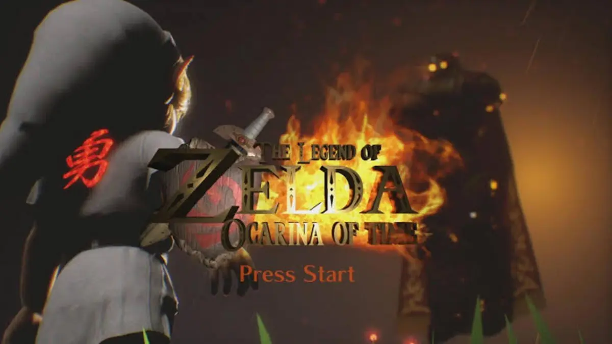 Link le Heros du Temps chevauchant Epona dans une image tiree du trailer de The Legend of Zelda: Ocarina of Time presente au Summer Game Fest.