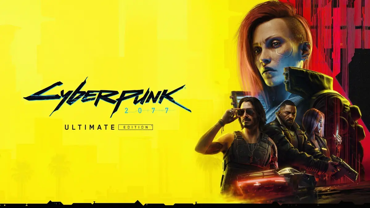 Illustration de Cyberpunk 2077 avec V dans Night City, ambiance neon et cybernetique.