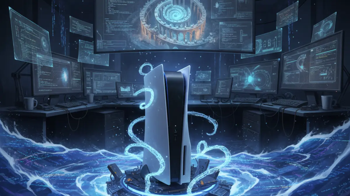 Ecran de demarrage du remake de Demon's Souls affiche via l'emulateur experimental SharpEmu sur un bureau Windows.