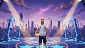 David Beckham dans Fortnite, costume Inter Miami et maillot numero 7, pour la Coupe du Monde 2026.