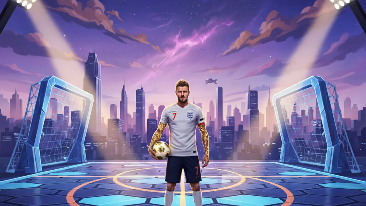 David Beckham dans Fortnite, costume Inter Miami et maillot numero 7, pour la Coupe du Monde 2026.