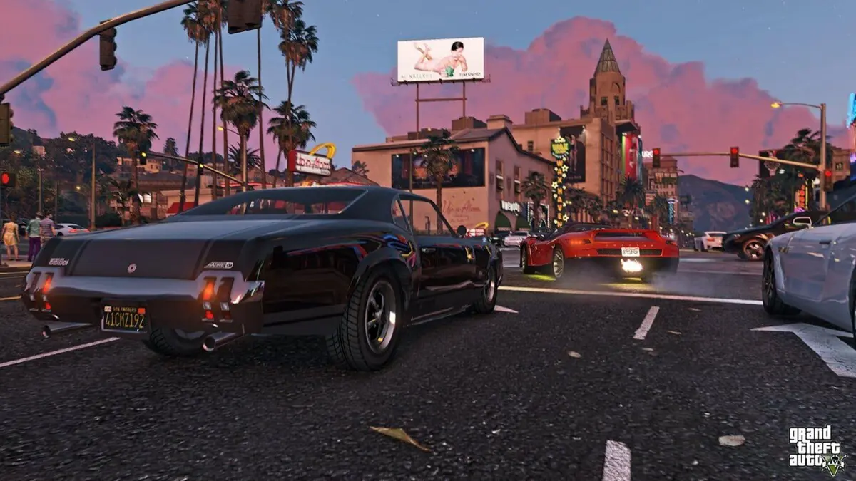 Jaquette de Grand Theft Auto V affichee a cote d'un carton de livraison Amazon, avec un prix barre spectaculaire.