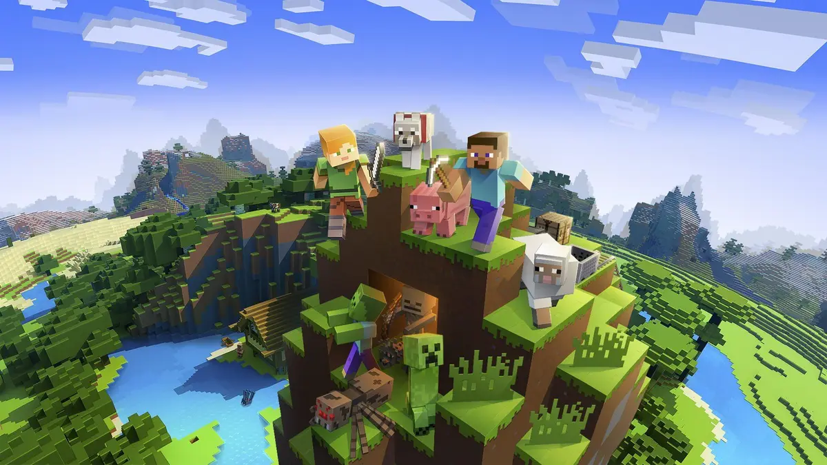 Vue aerienne d'un serveur Minecraft massif ou 6500 joueurs ont developpe des villes, infrastructures et factions sans aucun encadrement.