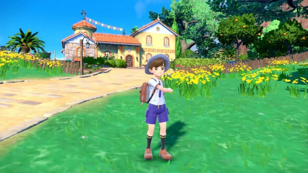 Un dresseur en train de capturer un Pokemon rare lors d'un evenement a duree limitee dans Pokemon Scarlet et Violet sur Nintendo Switch.