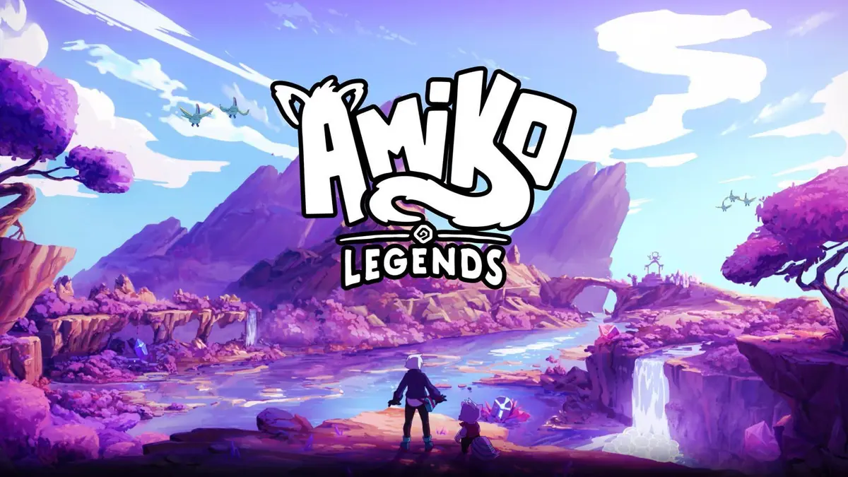 Capture d'ecran du jeu Amiko Legends montrant un dresseur et ses creatures dans un Drift Land colore, prets a combattre.