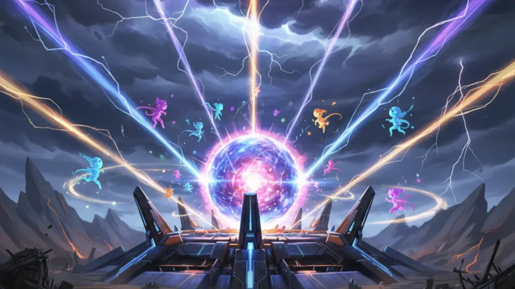 Visuel de l'evenement Fortnite Unstable montrant le Zero Point et les Mythic Sprites