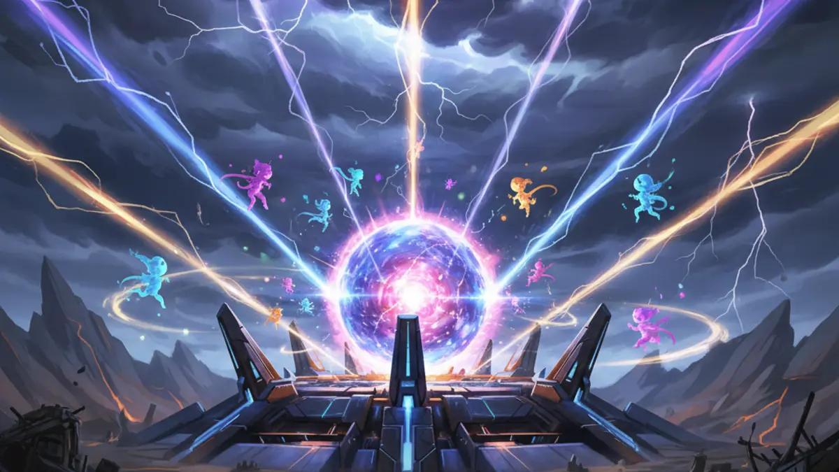 Visuel de l'evenement Fortnite Unstable montrant le Zero Point et les Mythic Sprites