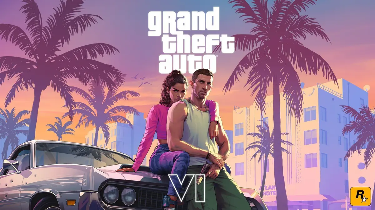 Artwork officiel de Grand Theft Auto VI annoncant un apercu etendu sur Netflix le 27 aout 2026.