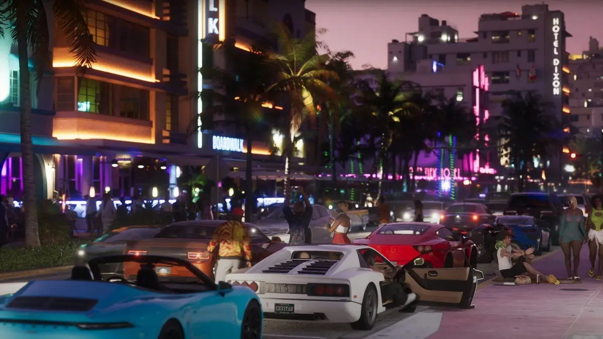 Illustration des fuites de gameplay de GTA 6 montrant Lucia a Vice City