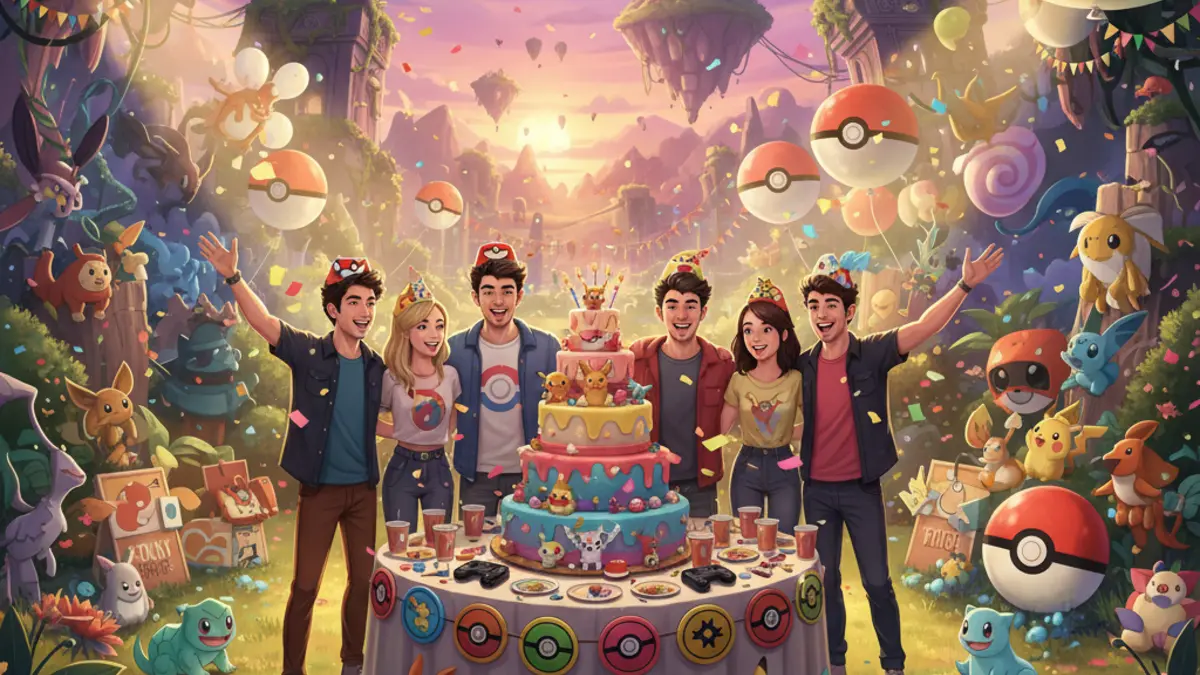 Joe Jonas celebre ses 37 ans avec une fete sur le theme Pokemon, entoure de peluches Pikachu et d'un gateau Mew.