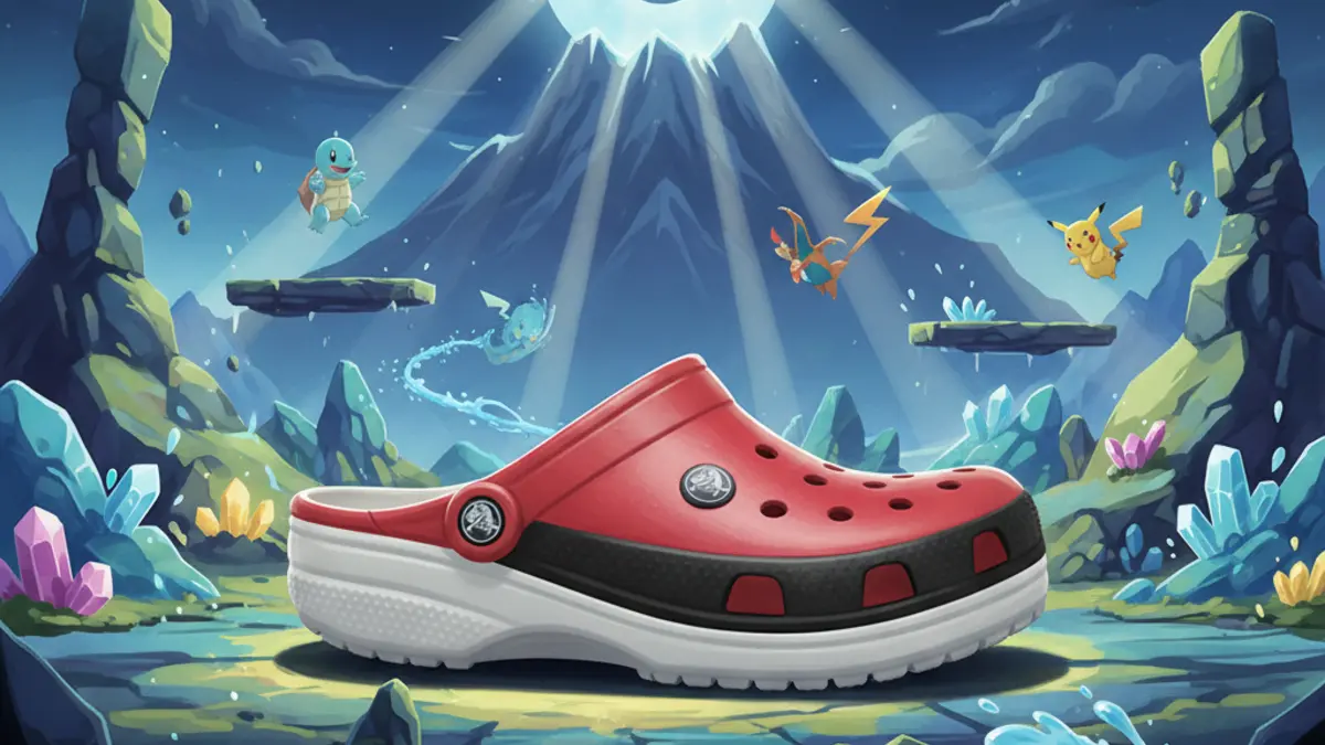 La nouvelle clog Pokemon x Crocs Classic Clog au design Poke Ball, attendue pour l'ete 2026.