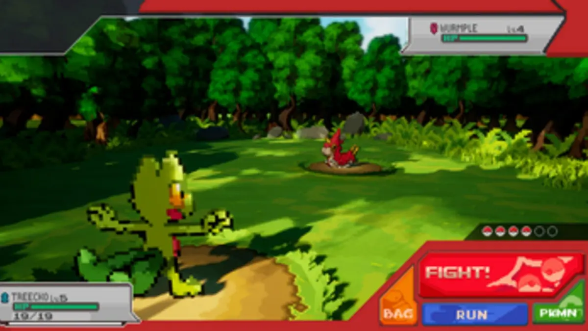 Capture d'ecran de Pokemon Gamma Emerald, le fan remake sous Unreal Engine 5, montrant la region de Hoenn en HD-2D avec un Pokemon suivant le joueur.