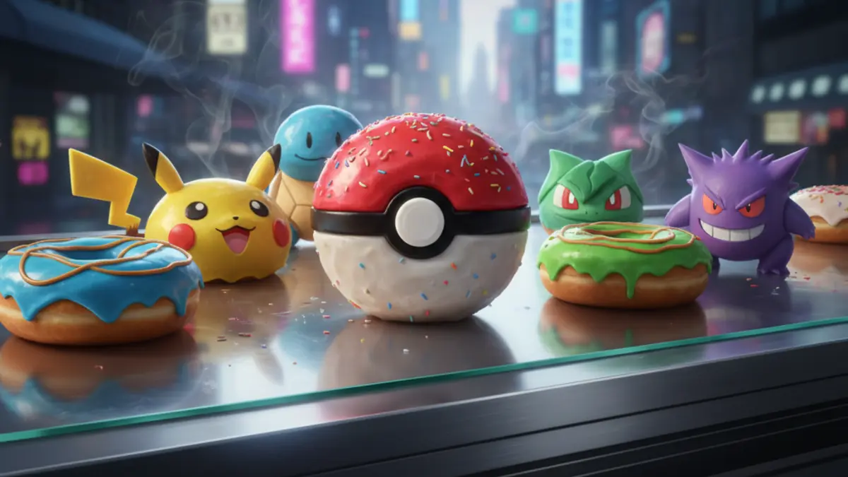 Boite de donuts Krispy Kreme edition Pokemon avec Pikachu, Bulbizarre, Salameche, Carapuce, Rondoudou et Poke Ball pour les 30 ans de la franchise