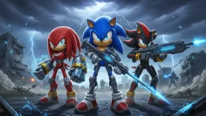 L'androide Sonic dans Fortnite, une version robotique creee pour contourner l'interdiction de lui faire porter des armes a feu.