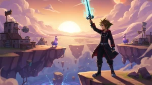 Le skin de Sora de Kingdom Hearts II dans Fortnite, avec le Keyblade au porte-cles modifie.