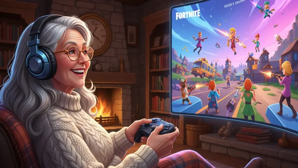 Cath Bowie, 78 ans, streameuse Fortnite, connue comme grumpygran1948, detient un record Guinness.
