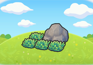 Habitat Hautes herbes près d’un rocher dans Pokémon Pokopia