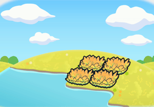 Habitat Hautes herbes jaunes riveraines dans Pokémon Pokopia