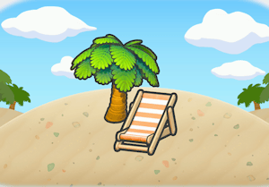 Habitat Chaise de plage sous un arbre dans Pokémon Pokopia