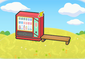 Habitat Distributeur avec banc dans Pokémon Pokopia