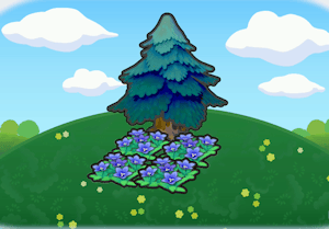 Habitat Fleurs splendides sous un arbre dans Pokémon Pokopia