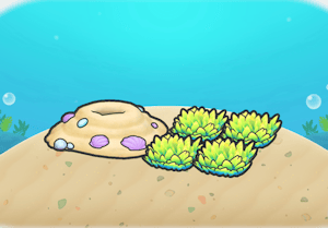 Habitat Hautes herbes sous-marines et tas de sable dans Pokémon Pokopia